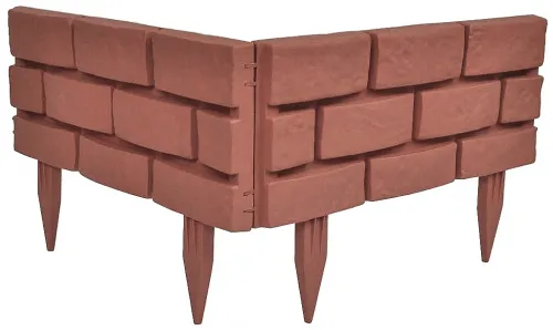 Beeteinfassung, Kunststoff Terracotta, 4er Set 43x2,5x18cm