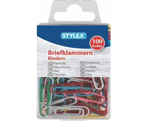Briefklammern Metall farbig 100er Schachtel