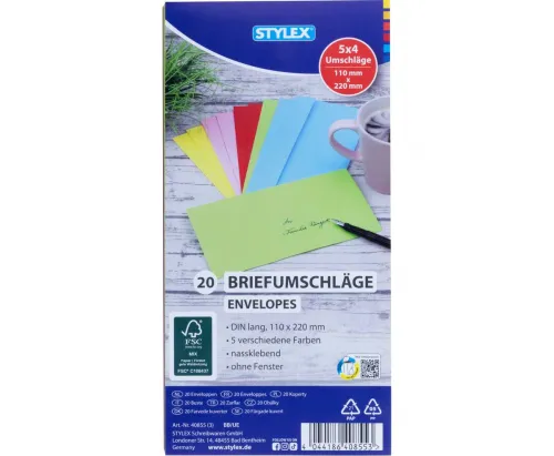 Briefumschläge DIN L farbig 20er