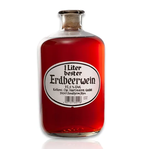 Ch. Hartmann Fruchtwein in Apotherflasche 1L Erdbeerwein