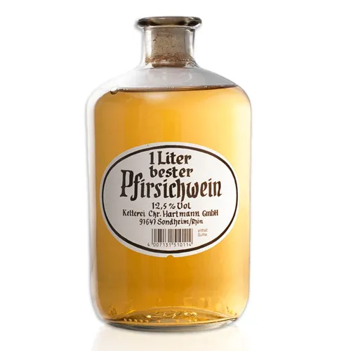 Ch. Hartmann Fruchtwein in Apotherflasche 1L Pfirsichwein