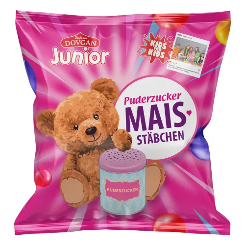 DOVGAN Junior Süße Maisstäbchen mit Puderzucker 30g