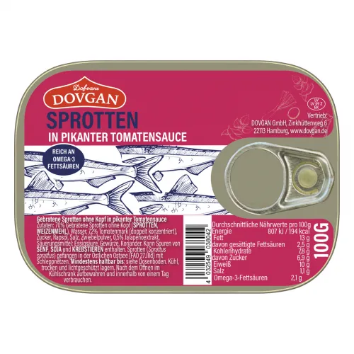 DOVGAN Sprotten mit Jalapeno in Tomatensauce 100g