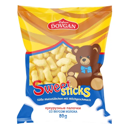 DOVGAN Sweet Sticks Süße Maisstäbchen mit Kondensmilch 80g