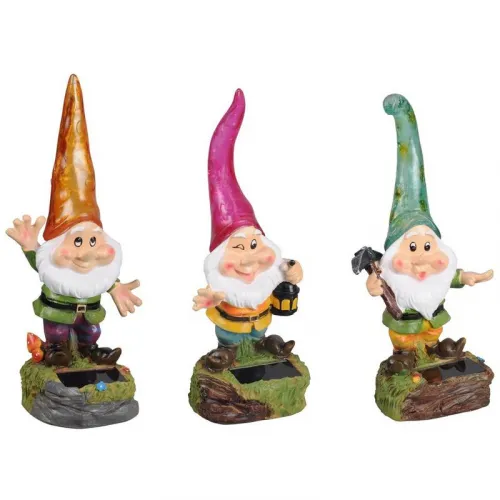 Gartenzwerg mit LED-Leuchtmütze Solar 27cm