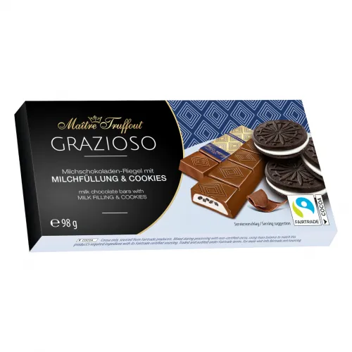 Grazioso Milchschokolade mit Milchcreme und Kakaokeksstücken 98g