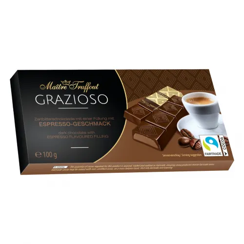 Grazioso Zartbitterschokolade mit Espressogeschmackfüllung 100g (8x12,5g)