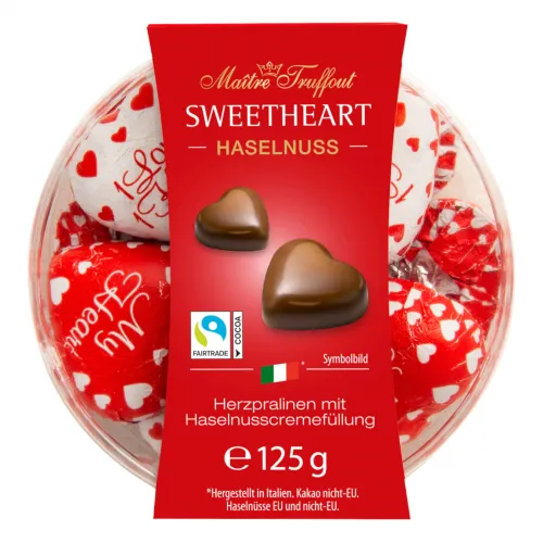 Herzpralinen mit Haselnusscremefüllung 125g