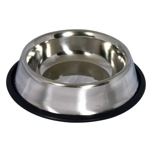 Hundenapf mit Gummiring, Edelstahl 2,8 l, Ø 32,5 cm