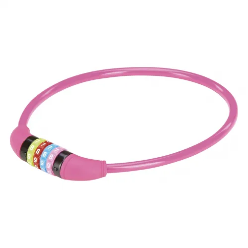 Kabelschloss 4-Zahlen-Kombination frei kodierbar L: 65 cm pink