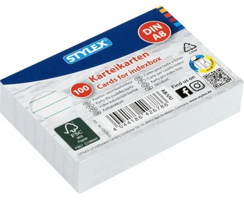 Karteikarten DIN A8 liniert 100 Stück FSC