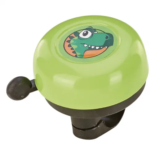 Kinderrad-Klingel Metall grün mit Dino-Motiv