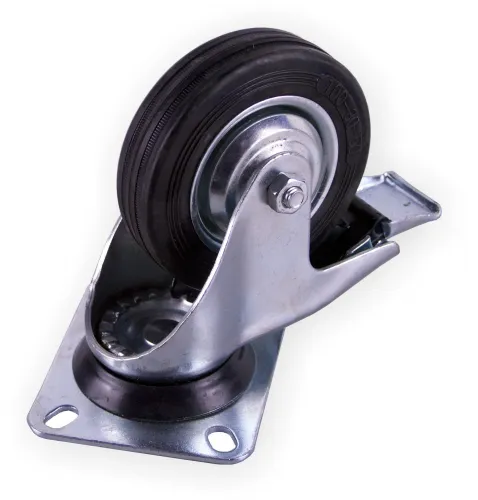 Kugelgelagerte Vollgummi Lenkrolle mit Bremse 75-125mm