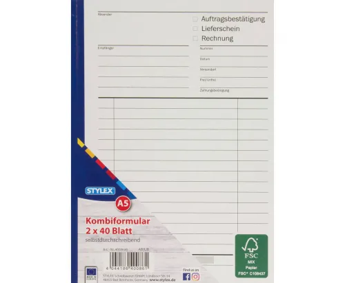 Multiformular DIN A5 2 x 40 Blatt FSC