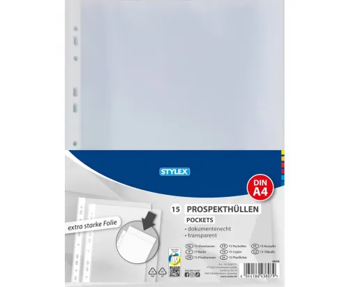 Prospekthüllen DIN A4 15 Stück glatt