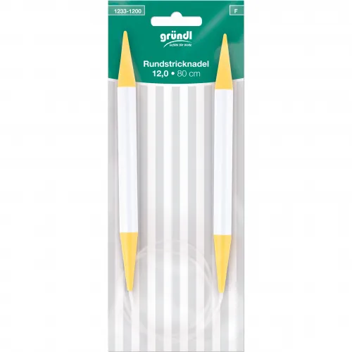 Rundstricknadeln, 12,00 mm, 80 cm weiß-gelb