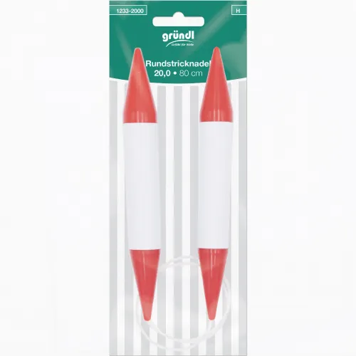 Rundstricknadeln, 20,00 mm, 80 cm weiß-orange