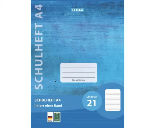 Schulheft Lineatur 21 DIN A4 16 Blatt