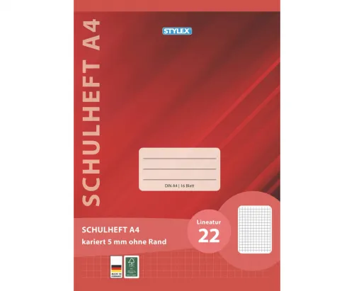 Schulheft Lineatur 22 DIN A4 16 Blatt