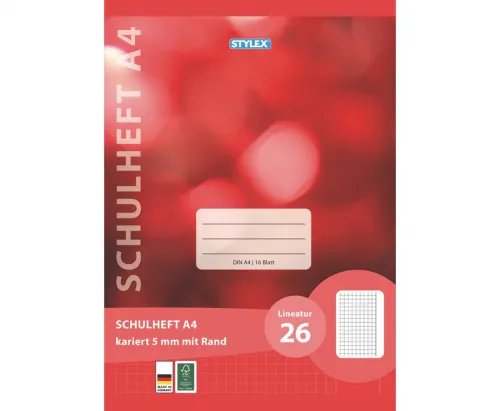 Schulheft Lineatur 26 DIN A4 16 Blatt