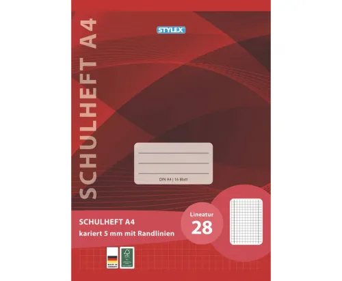 Schulheft Lineatur 28 DIN A4 16 Blatt
