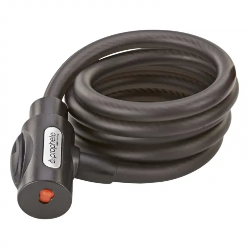 Spiralkabelschloss inkl. 2 Laser-Cut Schlüssel (1x mit LED) Schließautomatik Staubschutzkappe inkl. Halterung für Sattelstütze L: 150 cm