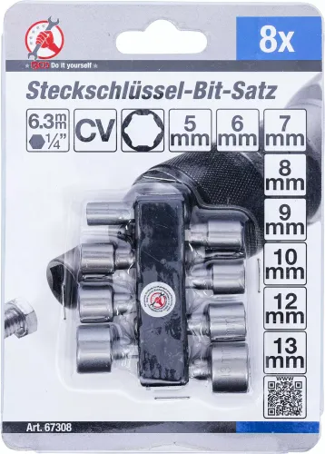 Steckschlüssel-Bit-Satz, 5 - 13 mm, 8-tlg.