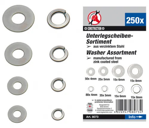 Unterlegscheiben-Sortiment, 250-tlg.