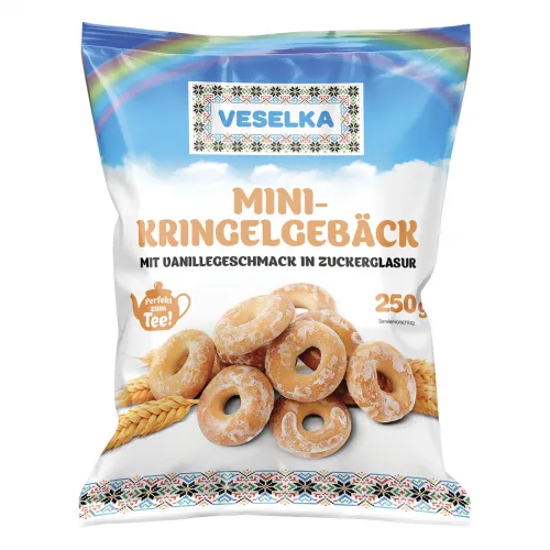 VESELKA Mini-Kringelgebäck mit Vanillegeschmack in Zuckerglasur 250 g