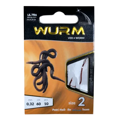 Wurmhaken geb. Rot 10 Stück